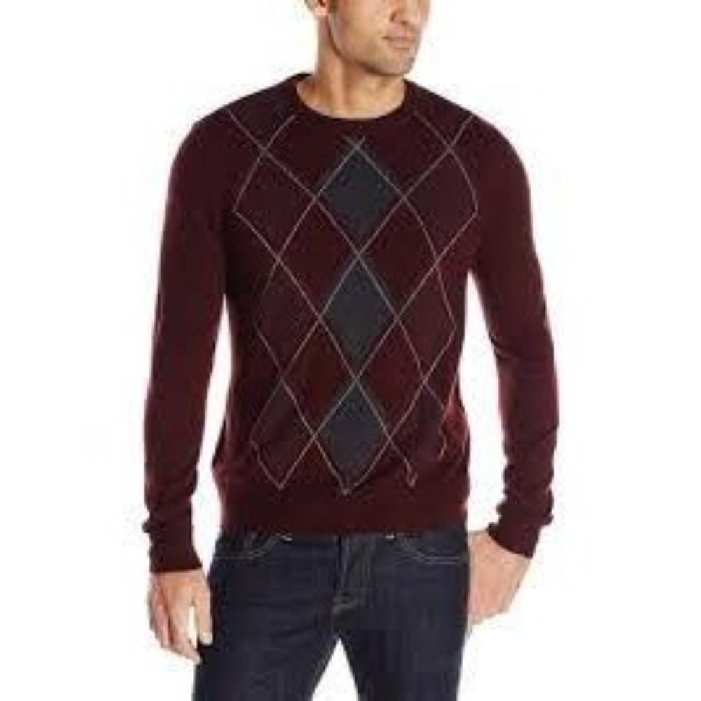 Dockers Men's Argyle Burgandy Sweater, Size XL